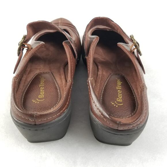 Bare Traps Brown Vegan Leather Mules Adjustable Buckle Shoes Size 9 1/2 M - Picture 3 of 7